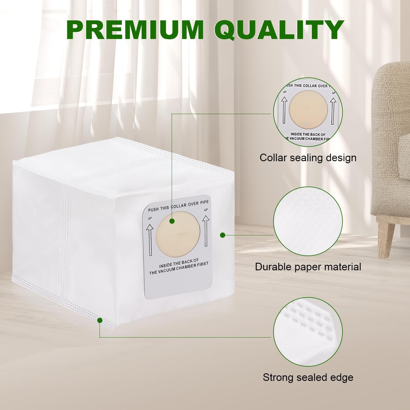 Y11 Vacuum Bags Compatible with InterVac Vacuum Cleaner CSRM, CSRM-RC, CS-9 and for DOMETIC CV1004-8 Dust Bag with 2 Motor Filters, Part# Y11, Y11-5