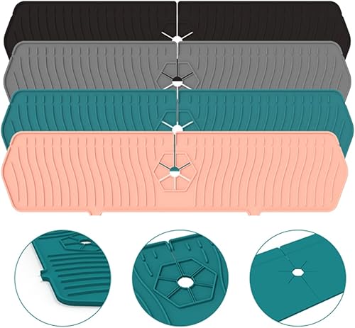 Miniatura 4 de Protector contra salpicaduras para grifo de cocina, 24 x 5.6 pulgadas, alfombrilla de silicona mejorada para recogedor de agua, almohadilla de