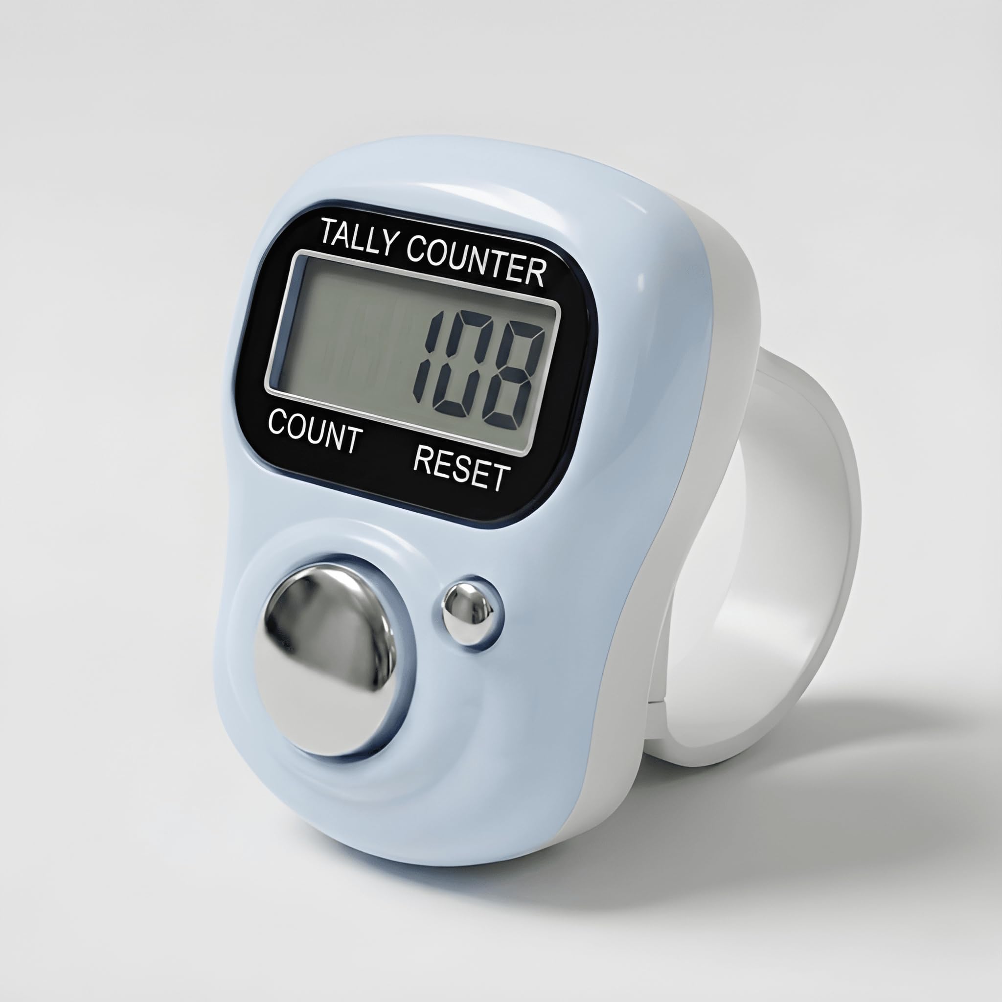 Digital Finger Ring Tally Counter, LCD Display, Count and Reset Button, Handheld Clicker(Pack of 1-Any Randome Colour Will Be Sent As Per Availability) (Blueish White)-image-35