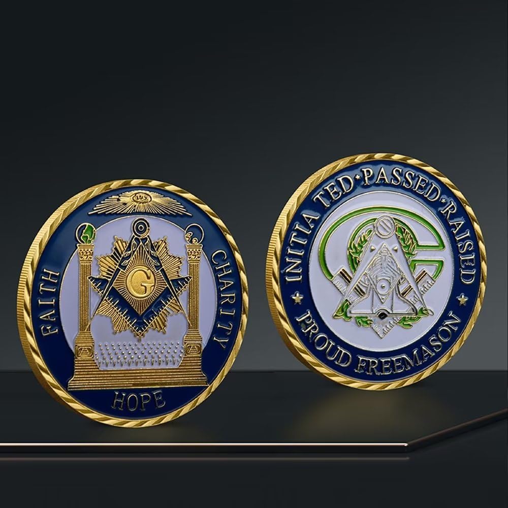 Amazon.co.jp: マスターメイソンチャレンジコイン、フリーメイソンギフト-Faith Hope Charity 金メッキ  誇り高きフリーメイソンコイン : おもちゃ