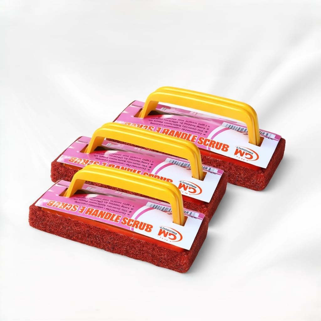 XTRAA SAFAI Dynamic Red Tiles Pad 3 Pcs Kitchen Cleaning Essential 4x6 Inch Durable & Non-Scratch Tough Stain Removal Eco-Friendly Long-Lasting Pack of 3, Ideal for Tile Surfaces-image-1