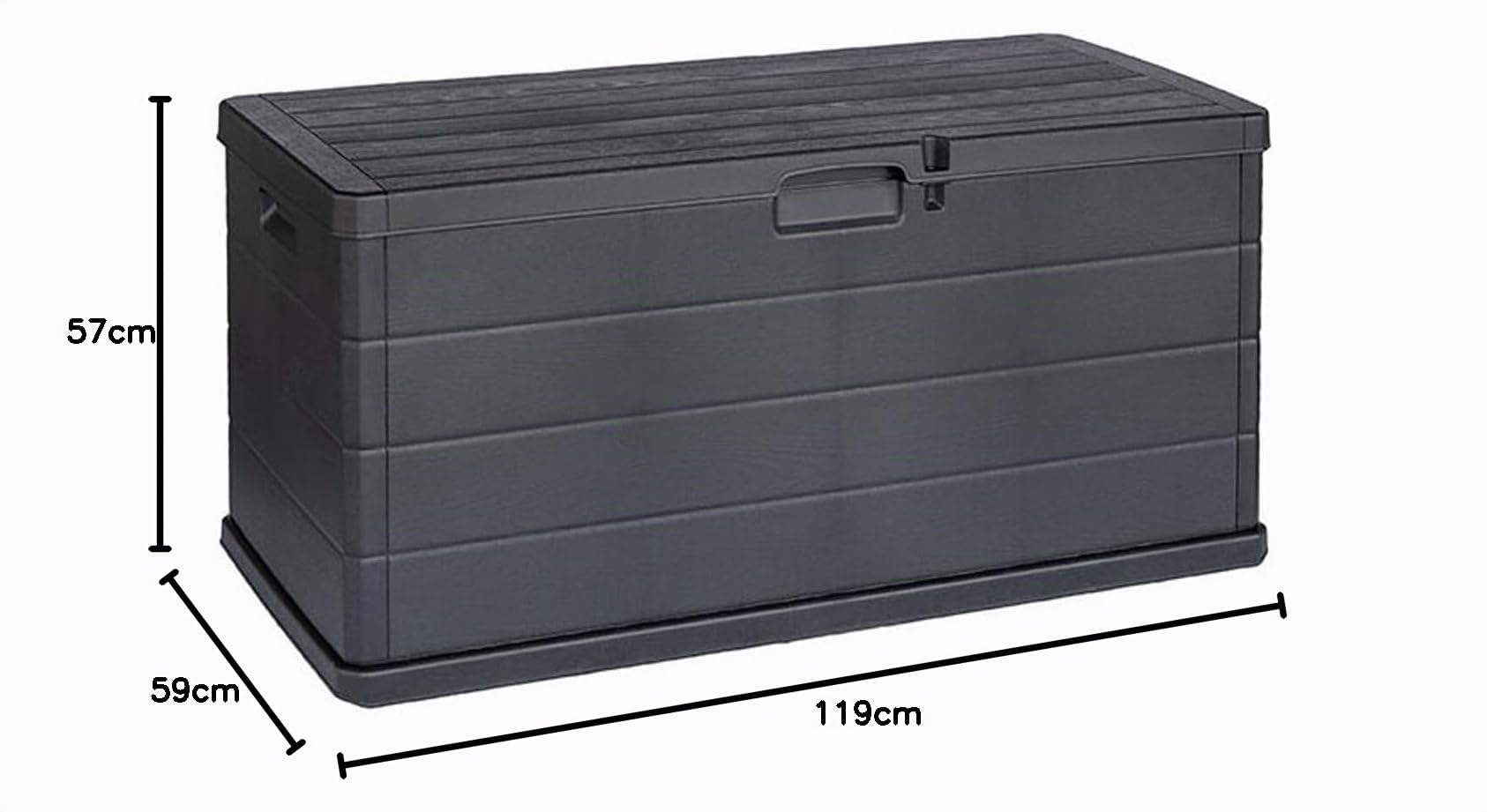 Mojawo XL Kunststoff Auflagenbox Kissenbox Gartenbox Sitzbank 2 Personen für Polsterauflagen Kunststoff wasserdicht Anthrazit 340Liter