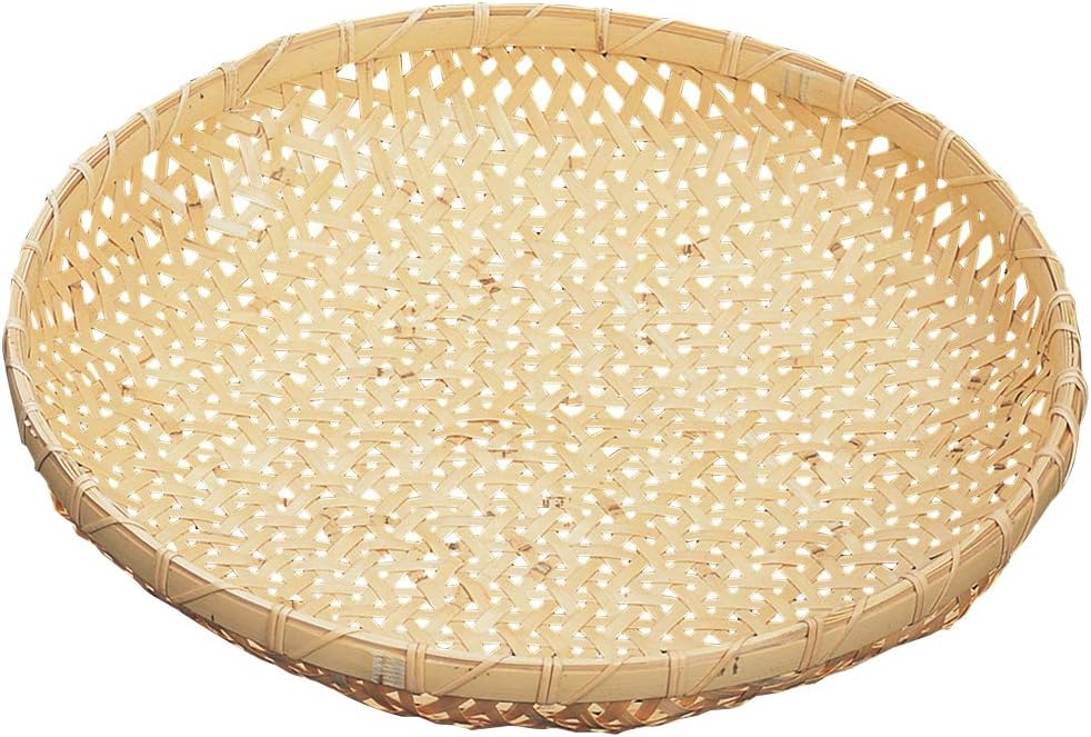 Yamashita Kogei 71432C Bamboo Products, Natural, Diameter 7.9 x Height 1.8 inches (20 x 4.5 cm), White Bamboo, Hemp Leaves, Round Plate, Small