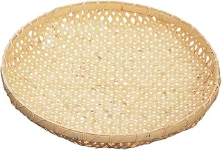 Yamashita Kogei 71432A Bamboo Product, Natural, Diameter 11.8 x Height 2.2 inches (30 x 5.5 cm), White Bamboo, Hemp Leaf Round Plate, Large