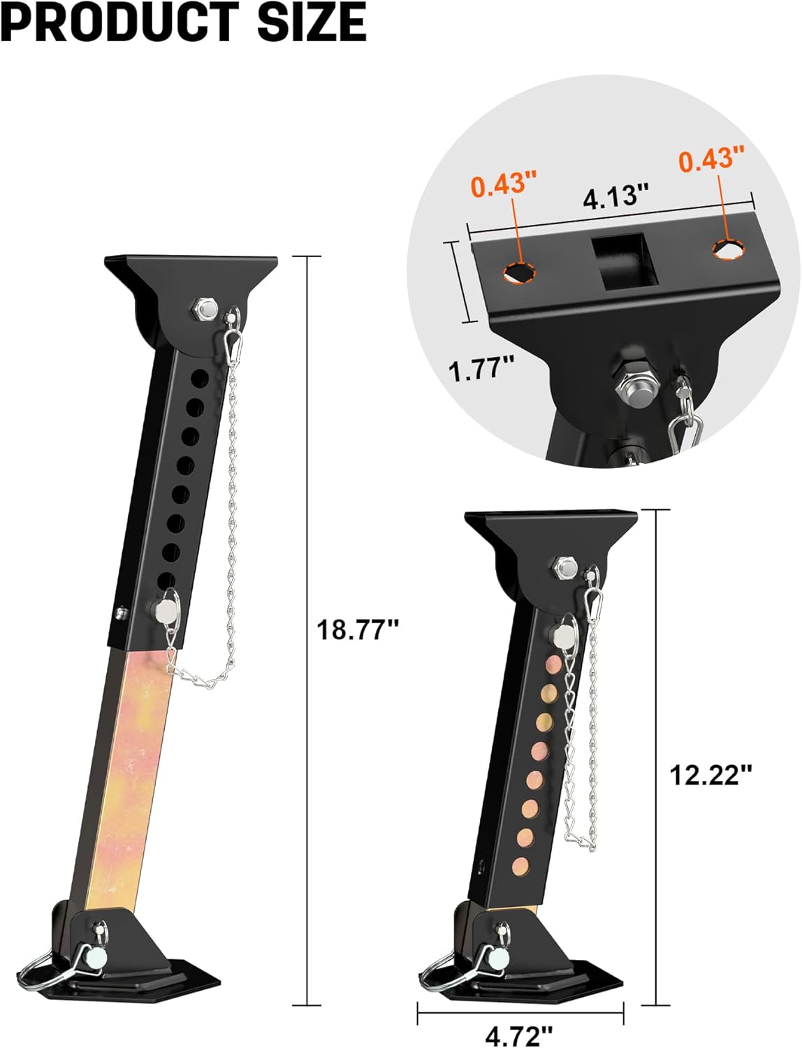 2026 Upgraded Trailer Stabilizer Jacks Telescoping RV Camper Accessories 2PCS Adjustable from 12" to 18", Slide Out Supports 1000 Lbs Capacity Each