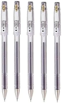 Pilot Hi-Tec-C 025 Gel Ink Pen, Hyper Fine Point 0.25mm, Black Ink, LH-20C25, Value Set of 5