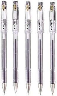 Hi-Tec-C 025 Gel Ink Pen, Hyper Fine Point 0.25mm, Black Ink, LH-20C25, Value Set of 5