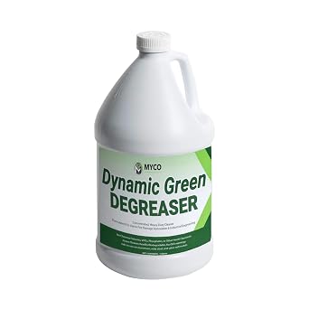 Myco Dynamic Green Degreaser 1 Gal Biodegradable Heavy-Duty Cleaner & Concentrate, pH 12.4, VOC-Free, Makes 55 Gal, Commercial & Residential Multi-Surface Use Kitchen, Equipment, Fire Restoration