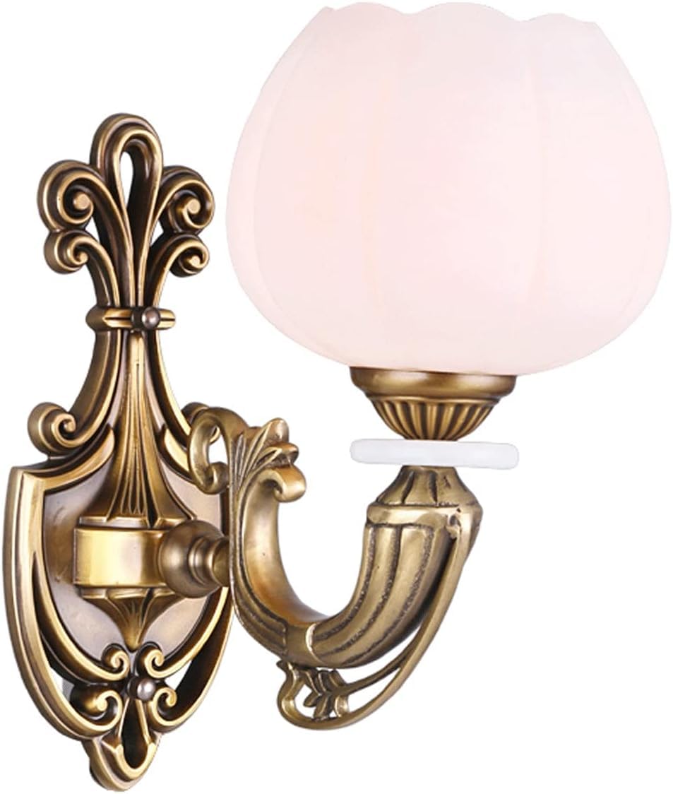 SMCCYYSD Wall Lamp, Indoor Sconces European Style Copper Lamp Creative Bedroom Bedside Modern Minimalist Aisle Corridor Luxury Romantic Staircase Lamps Bedroo,E