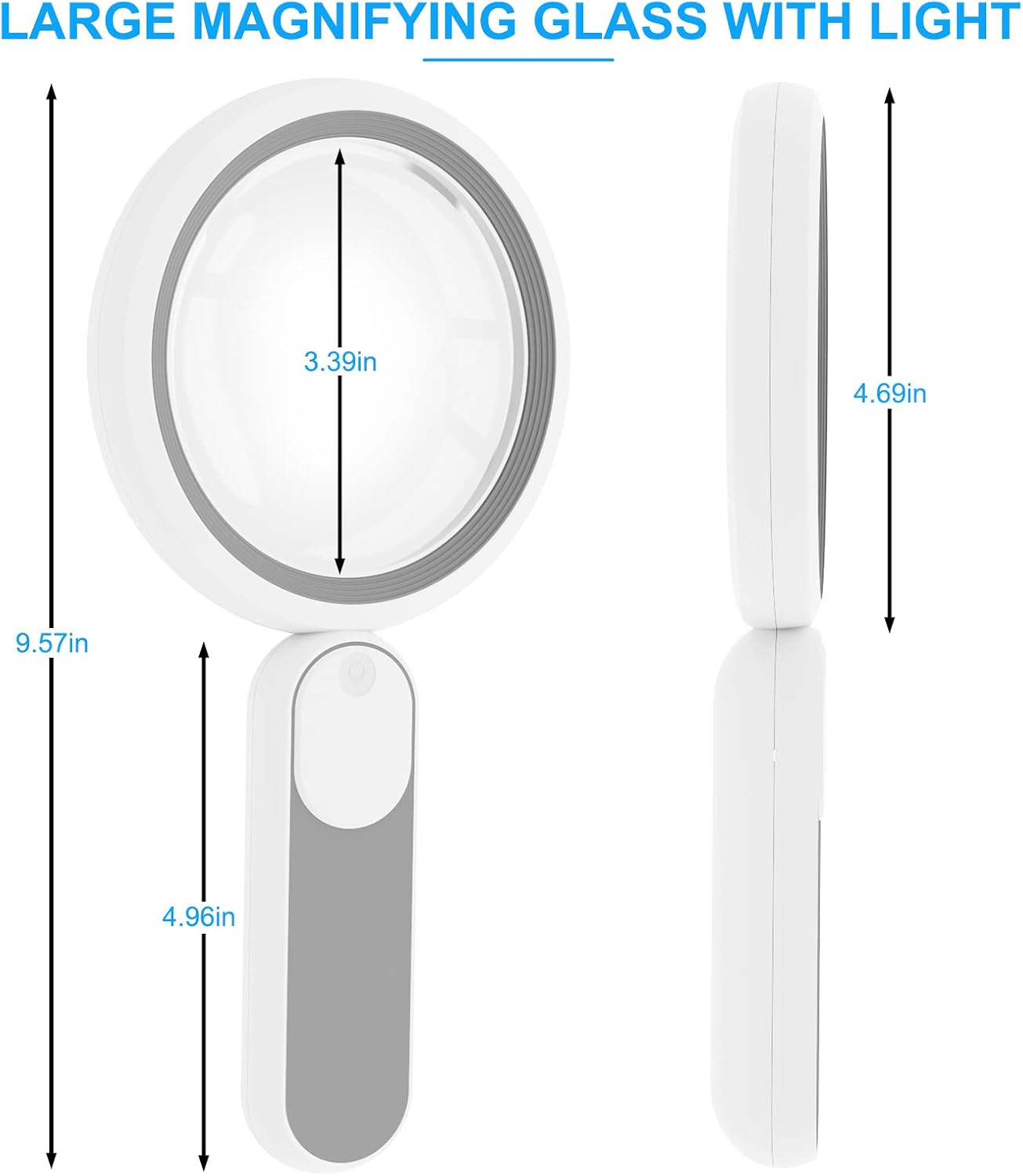30X Magnifying Glass with Light | Lighted Magnifying Glass | Handheld Illuminated Magnifier with 21 Led, Rechargeable USB Magnifying Glass for Seniors, Reading, Macular Degeneration, Exploring, Coins