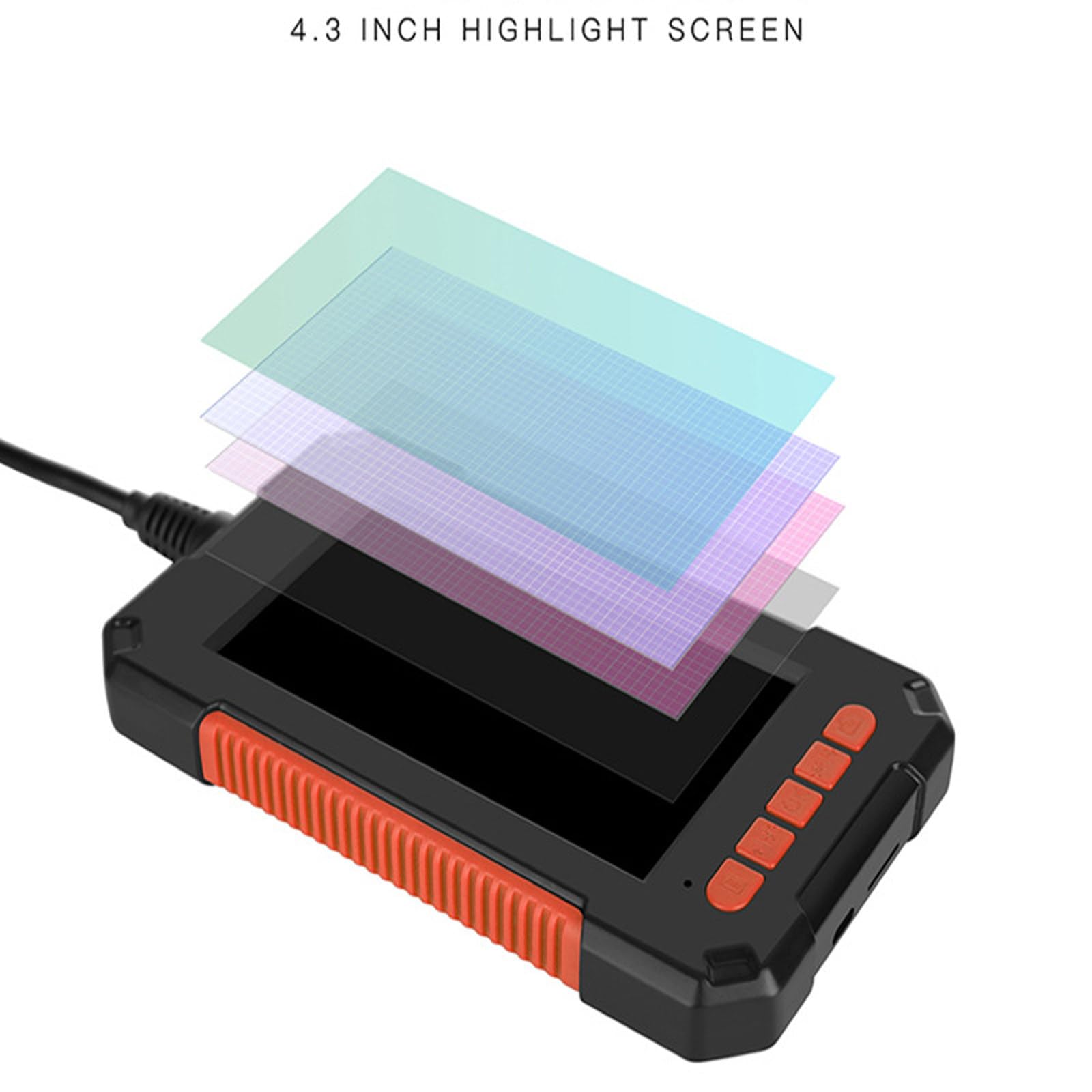 Kamera inspekcyjna Borescope 8,8 mm, ekran 4,3 cala 1080p HD Kamera wężowa ze światłem, półsztywny kabel, do naprawy silnika samochodowego, kontroli węża, 6,5FT