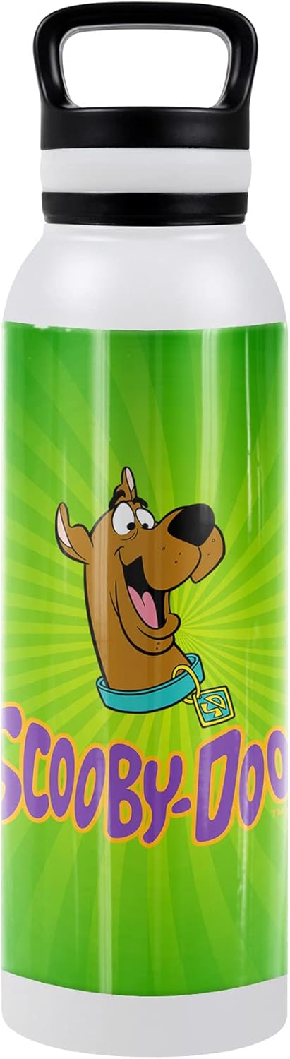 Scooby Doo! OFFICIAL Burst 24 oz Insulated Canteen Water Bottle, Leak Resistant, Vacuum Insulated Stainless Steel with Loop Cap, Black