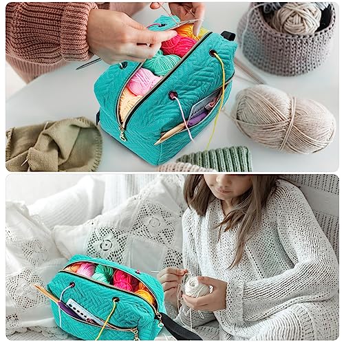 Image of MYBAGZING Small Crochet Bag Organizer - Knitting Bag - Yarn Storage Organizer - Yarn Bag for Crocheting - Yarn Holder for Crochet Accessories, Knitting Needles, Crochet Hooks, Knitting Gifts