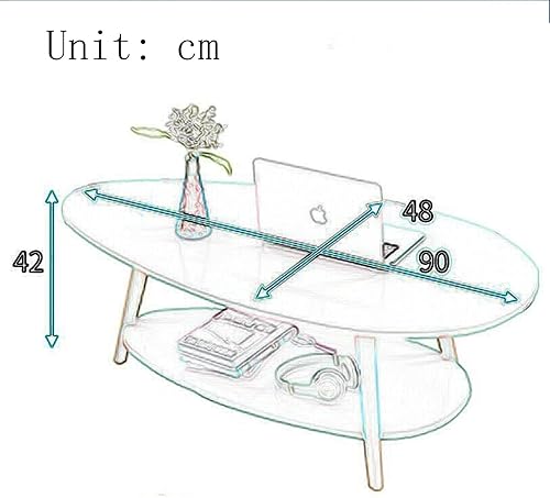 Miniatura 2 de IMPREC Mesa de sofá, mesa de centro con forma de gota de agua con estante de almacenamiento de 2 niveles, mesa de pared para sala de estar, comedor,