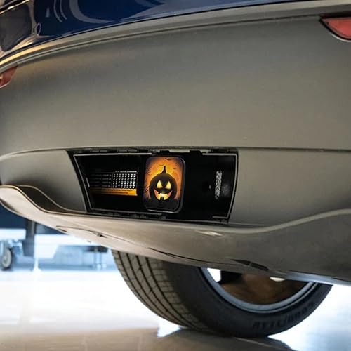 Miniatura 4 de Swono Cubiertas de enganche de remolque de automóvil de calabaza, calabaza, luna, murciélagos, cuadradas, 2 pulgadas, cubiertas de enganche de