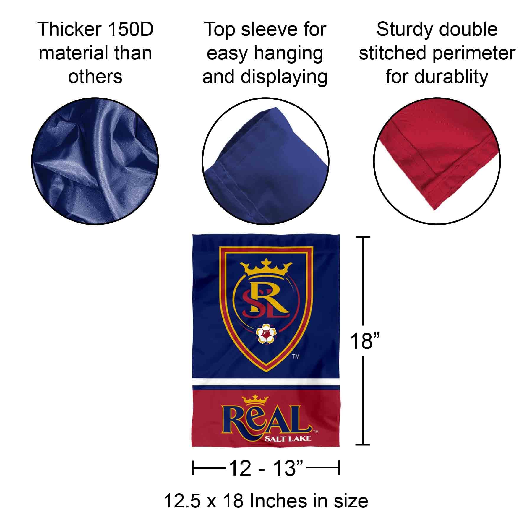 Set Bandiera Da Giardino Real Salt Lake Con Supporto | 31,8x45,7 Cm | 2 Lati Stampati | Palo In Acciaio 101 Cm - 3