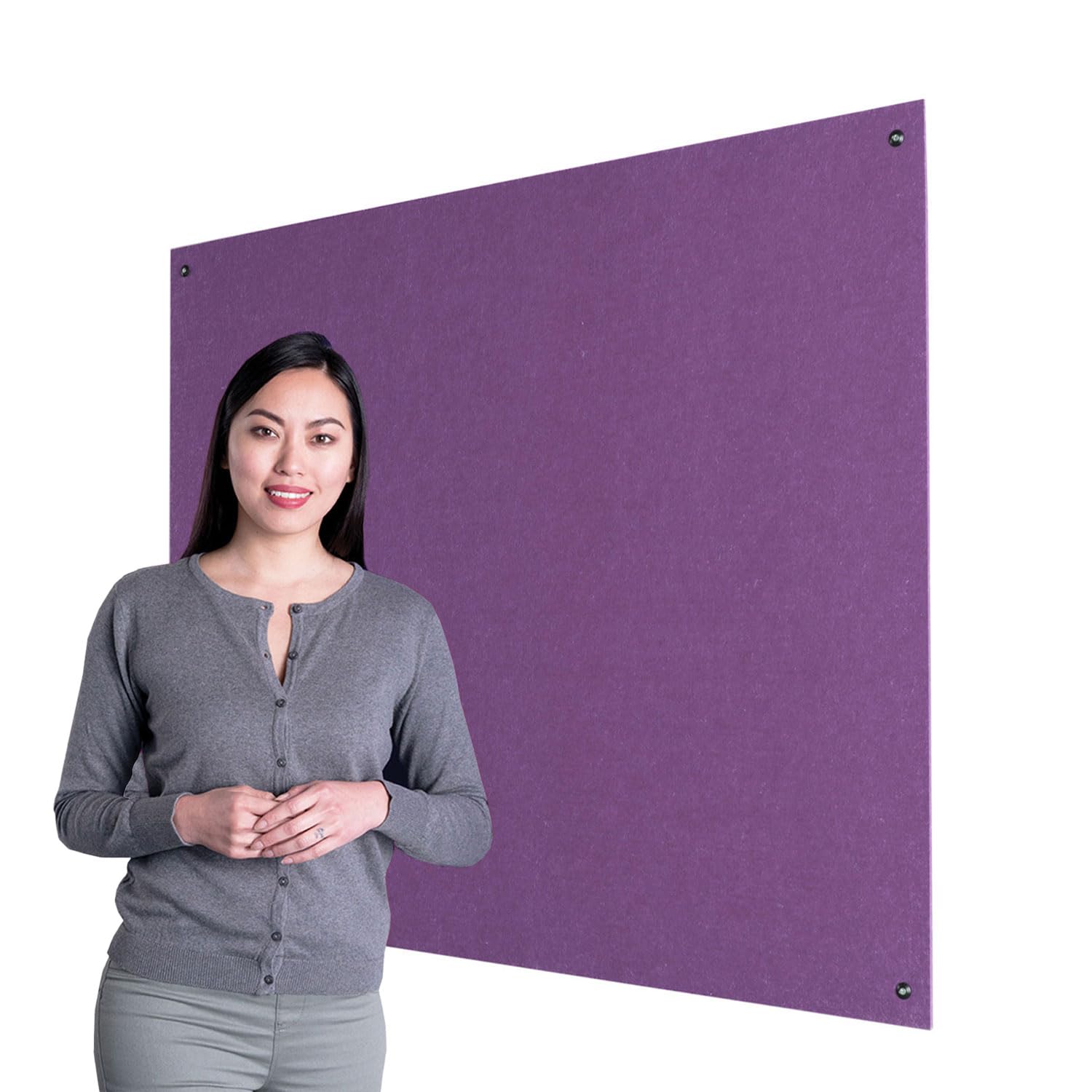 Wonderwall Fire-Retardant Frameless Noticeboard - 120 x 120cm with Fixings, Accepts pins & Staples 8 Colours to Choose from (Purple) Ideal for School, Office & Busy Public Spaces