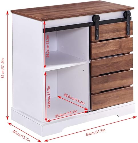 Miniatura 2 de 4HOMART Yvonne&F.L.A.M. Armario de almacenamiento para puerta de granero, puerta corredera de granero, baúl de madera con estantes ajustables para