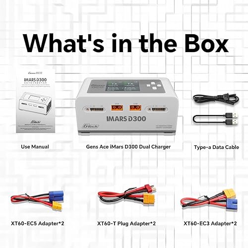 Miniatura 8 de IMARS D300 Gens Ace Lipo Cargador de batería G-Tech Smart Dual Lipo Balance Cargador AC 300W DC 700W (350W* 2) 16A Cargador de doble canal para
