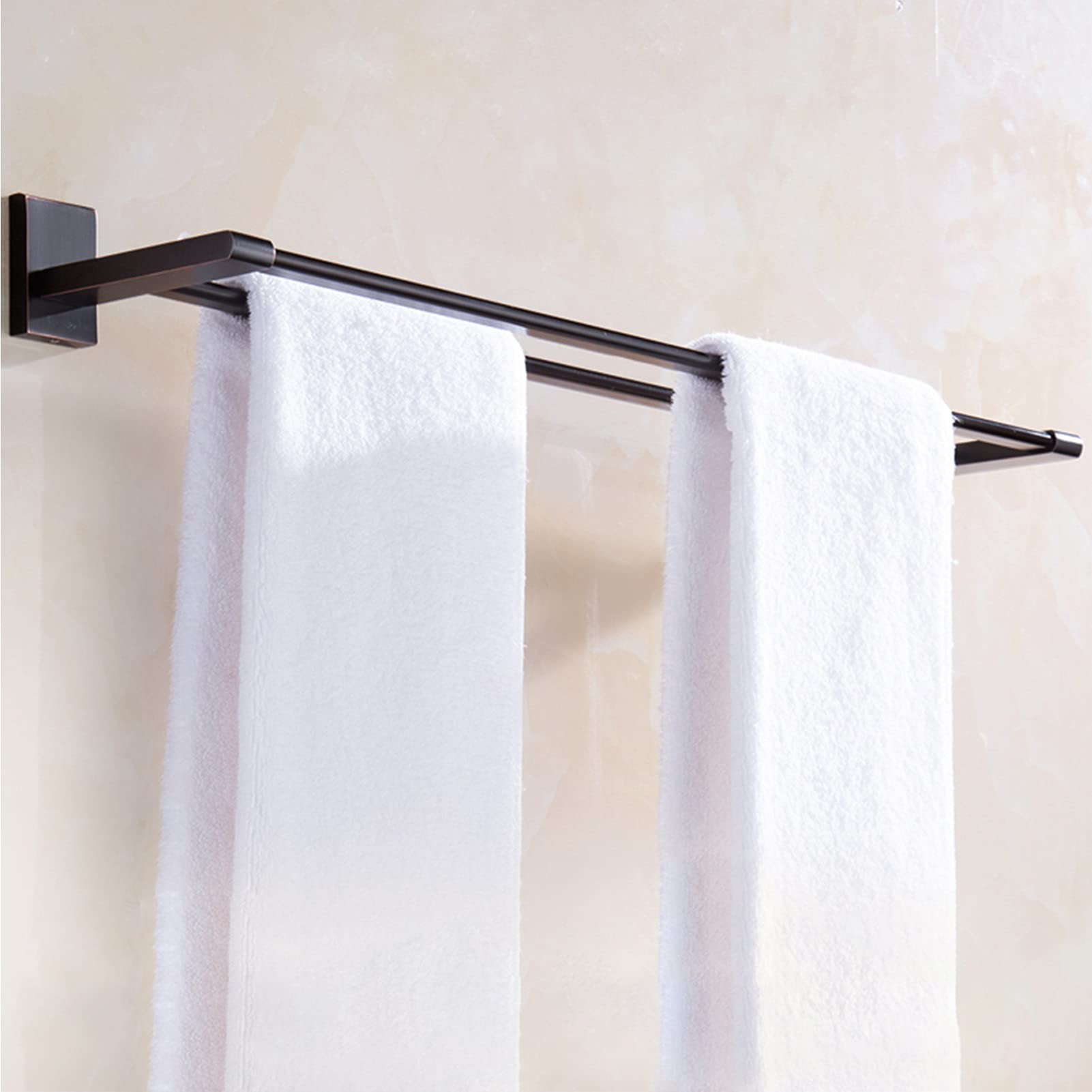 Riel de Barra de Toalla Negra de Cobre, Soporte de Toallas montado en la Pared, Accesorios de Cocina de baño, Acabado de Cobre Cepillado, 40 cm / 50cm / 60 cm Opcional (Size : 60cm)