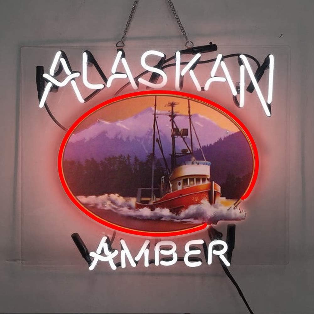 Exclusive Discount 70% Price Alaskan Amber Real Glass Beer Bar Pub Store Party Room Wall Window Display Neon Signs 19x15