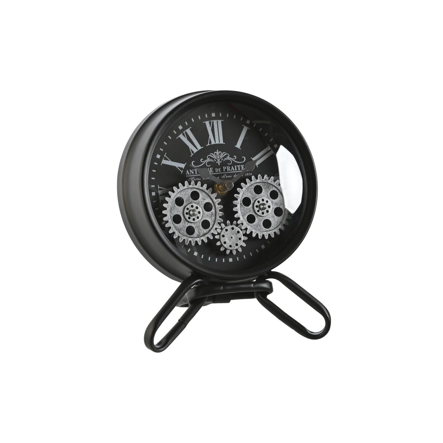 Horloge de table métal et verre minéral noir de haute qualité 21 cm