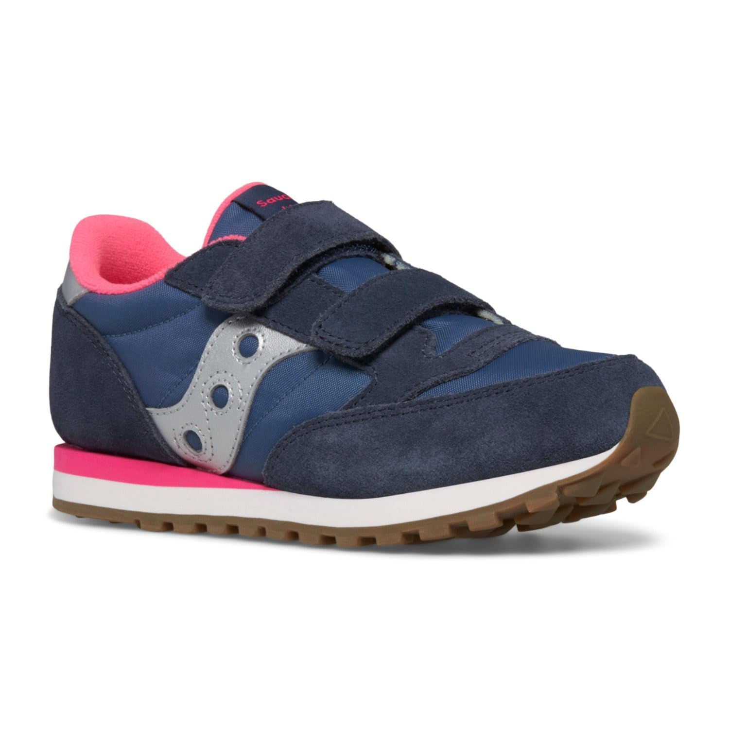 Saucony, Unisex, Originals Jazz Double Hook & Loop (Toddler/Little Kid/Big Kid), Navy/Sil…