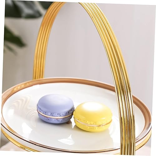 Miniatura 6 de FELTECHELECTR Bandeja de postre Bandeja de metal de 2 niveles Soporte de pastel de metal Soporte para servir soporte para tartas Soporte de plato de