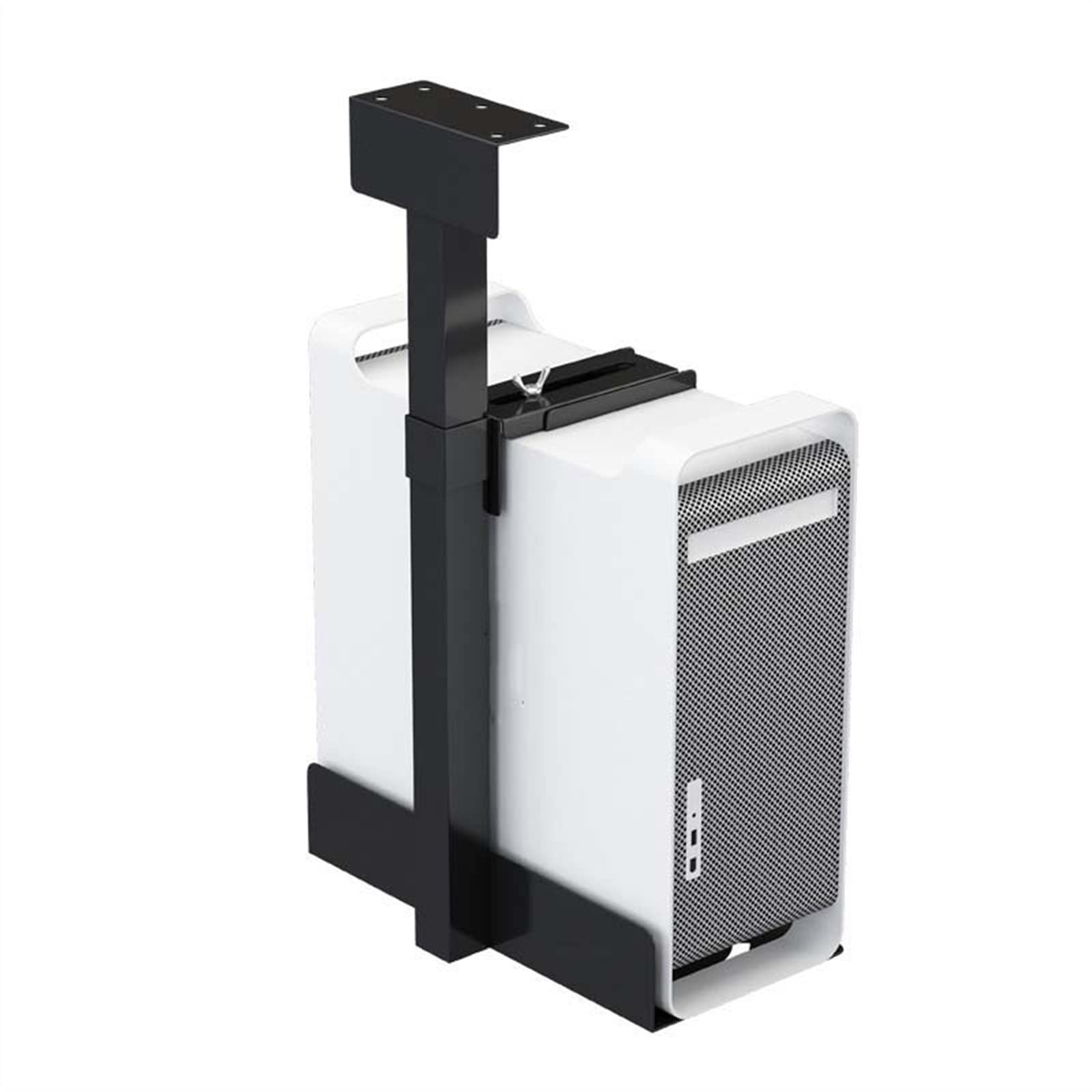 CPU Holder Supporto universale for custodia PC sotto la scrivania, supporto CPU lato parete Supporto regolabile for mainframe PC adatto alla maggior parte delle custodie for PC, Nero/Bianco Carrello P