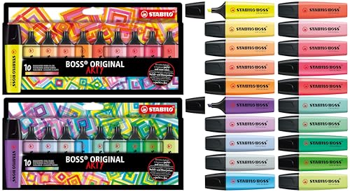 STABILO BOSS ORIGINAL - Subrayadores (20 unidades, 12 colores pastel y 8 colores neón)