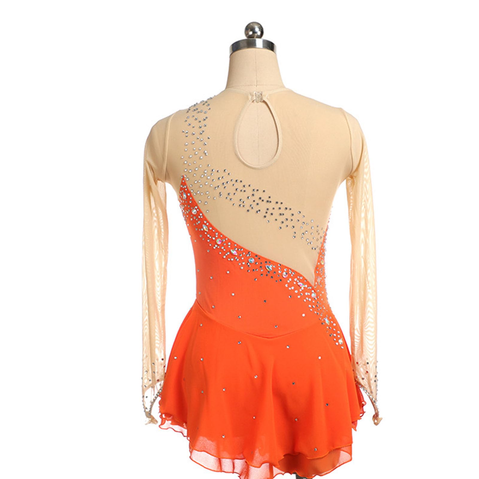 Robe Patinage Artistique avec des Diamants, sans Manches Robe Patinage à roulettes, Coupe AjustéE Gymnastique Danse Justaucorps Short SéCurité IntéGré