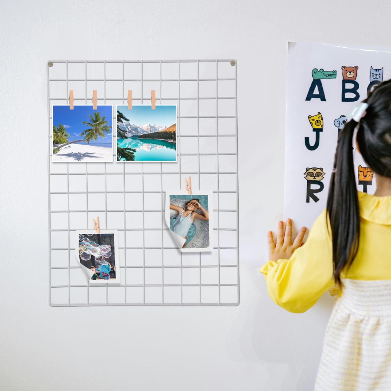 Cabilock Weißes Drahtgitter Fotowand 1X37.5X1Cm Metallgitter Für Fotos Notizen Büro Küche Und Wohnräume Wandgitter Mit Vielseitiger Nutzung