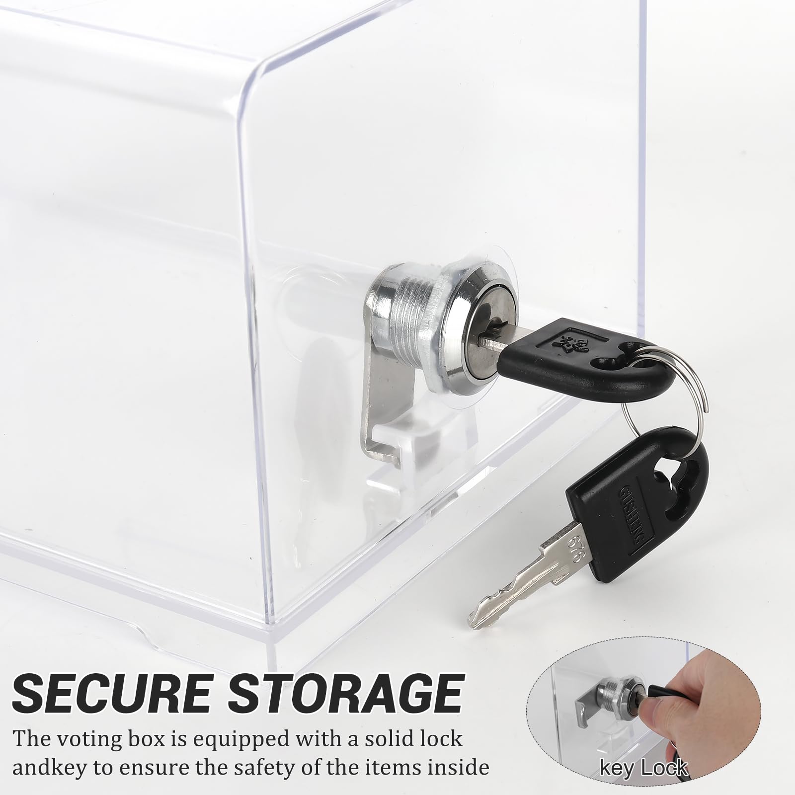 Scatola Per Donazioni In Acrilico - Con Lucchetto, Portacartelli, Per Voti, Commenti, Biglietti - Foto 11