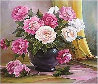 GMMH Diamond Painting Set Image 40 x 50 Diamant Peinture Broderie à la Main Bricolage mosaïque Panier à Fleurs pivoines