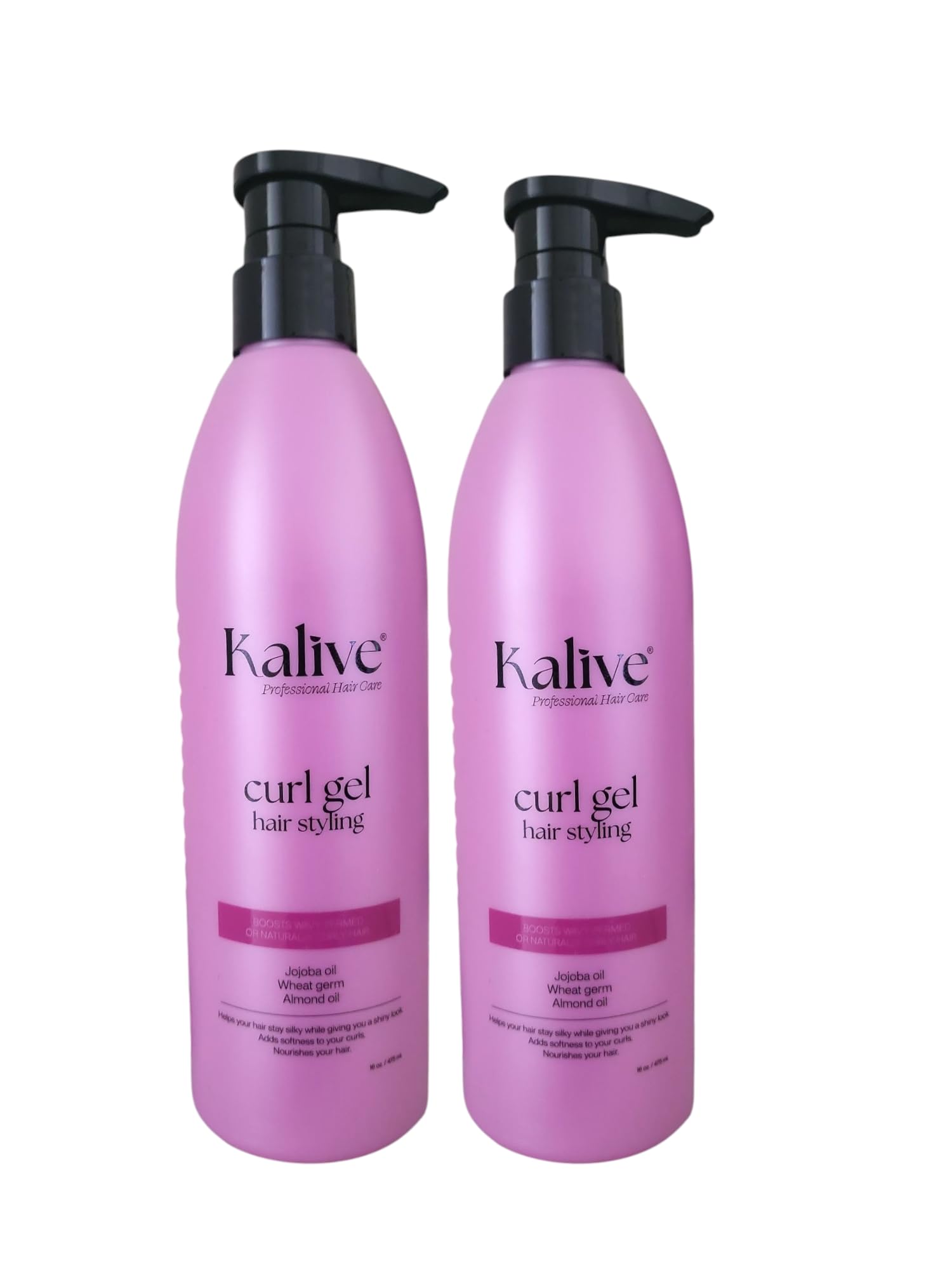 KALIVE Curl Gel, 2 Pack (16 oz each), For Curly Hair, Defines Curls, Waves and Hair Textures, Natural or Permed, Hair Care Product for Women