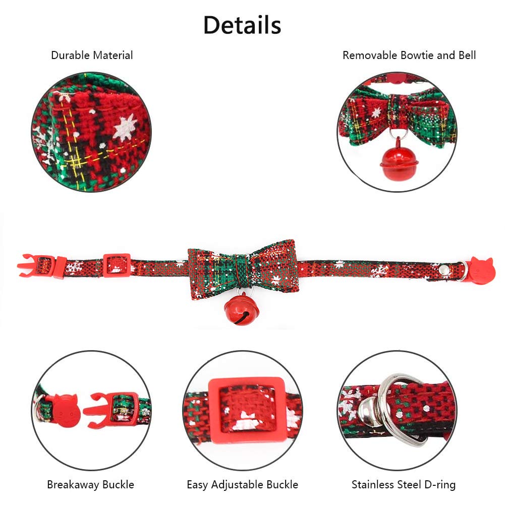 3 Collari Natalizi Per Gatti Con Campanellini – Regolabili 18-30 Cm, Set Rosso Con Motivi Festivi (Babbo Natale, Fiocchi Di Neve)