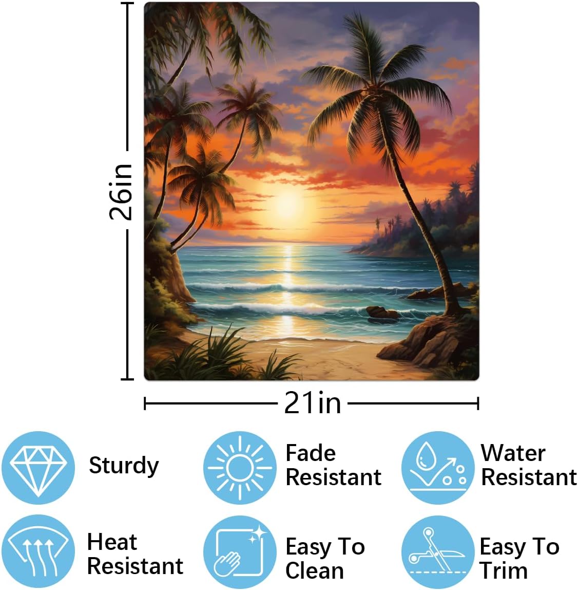 Dishwasher Magnet Cover Beach Sunset Tropical Palm Tree Reusable Dishwasher Magnetic Cover Sticker Decorative Dish Washer Door Cover Panel for Home Kitcen Appliance, 21x26 in