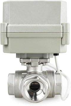 3 Way 1/2" 110-230VAC L Type CF8Stainless Electrical On/Off Motorized Ball Valve CR4-01