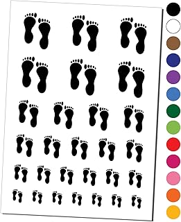 Foot Prints Solid Temporary Tattoo Water Resistant Fake Body Art Set Collection - Dark Blue (One Sheet)