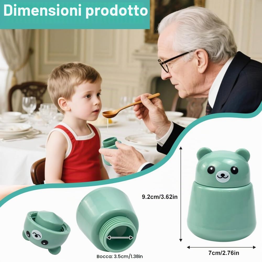 Tritapillole Smericio di Medicina Creativa a Forma di Orso Frantumatore Manuale per Compresse Macinino con Pillola Portatile, Schiaccia i Farmaci in Polvere Fine, Plastica Senza BPA