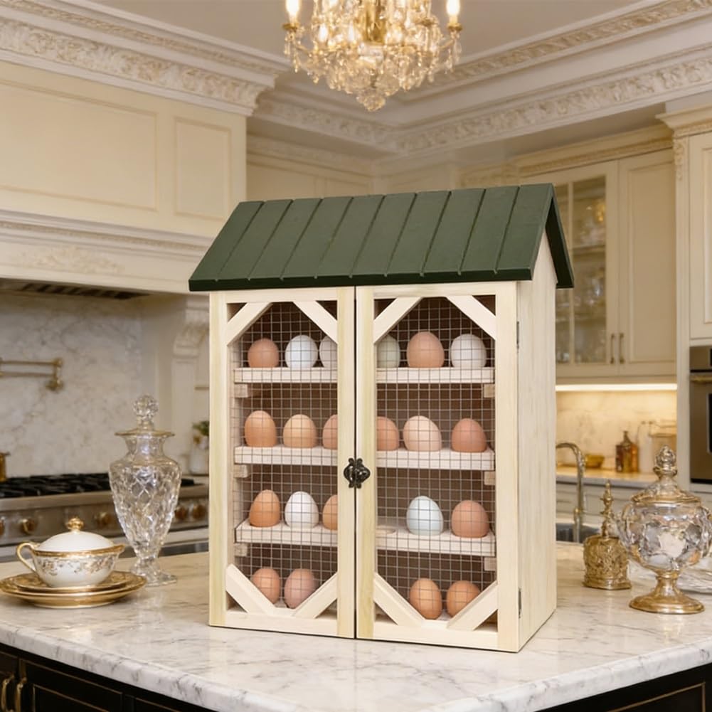 Cabina de huevos de granja, aporta encanto campestre a tu encimera de cocina, contenedor organizador de huevos de estilo rústico para huevos, decoración decorativa de cocina de granja para
