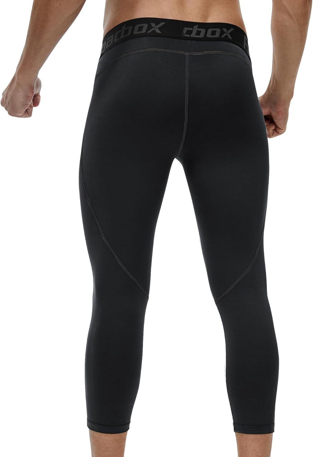 Roadbox 2 Pack Men's 3/4 Compression Pants, Athletic Basketball Workout Tights Leggings, Sport Running Spandex Base Layer - Image 4