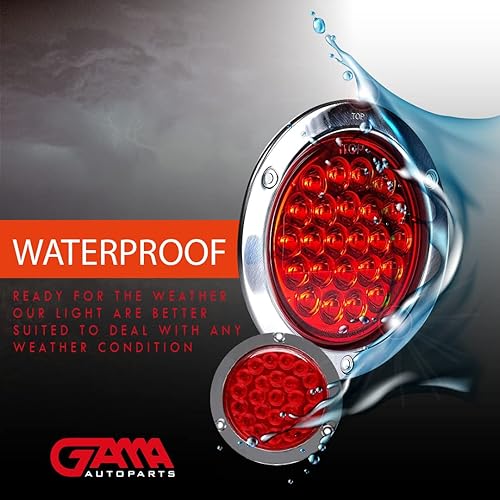 Miniatura 4 de 2PCS 4 pulgadas redondo 24 LED luz trasera remolque/camión señal de giro trasera (rojo) (6605)