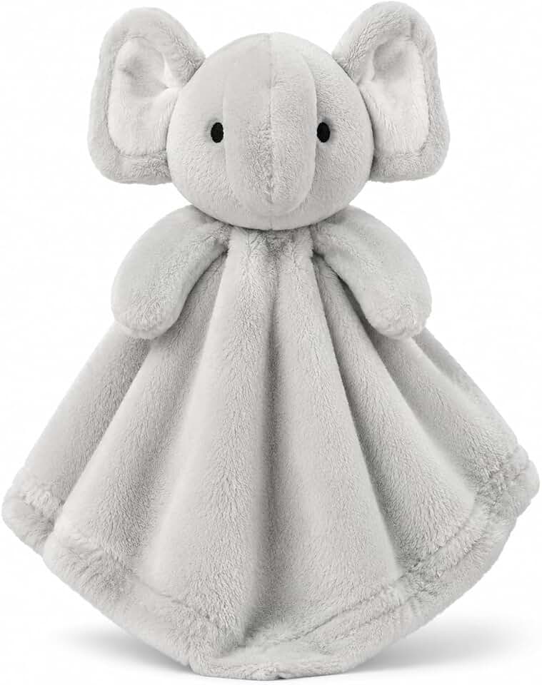 Naninha Premium para Bebê 30x30 Plush Antialérgica Paninho de Conforto com Pelúcia Macia para Sono do Bebê, Naninha para Berço Carrinho e Enxoval de Recém-Nascido (Elefante Cinza)