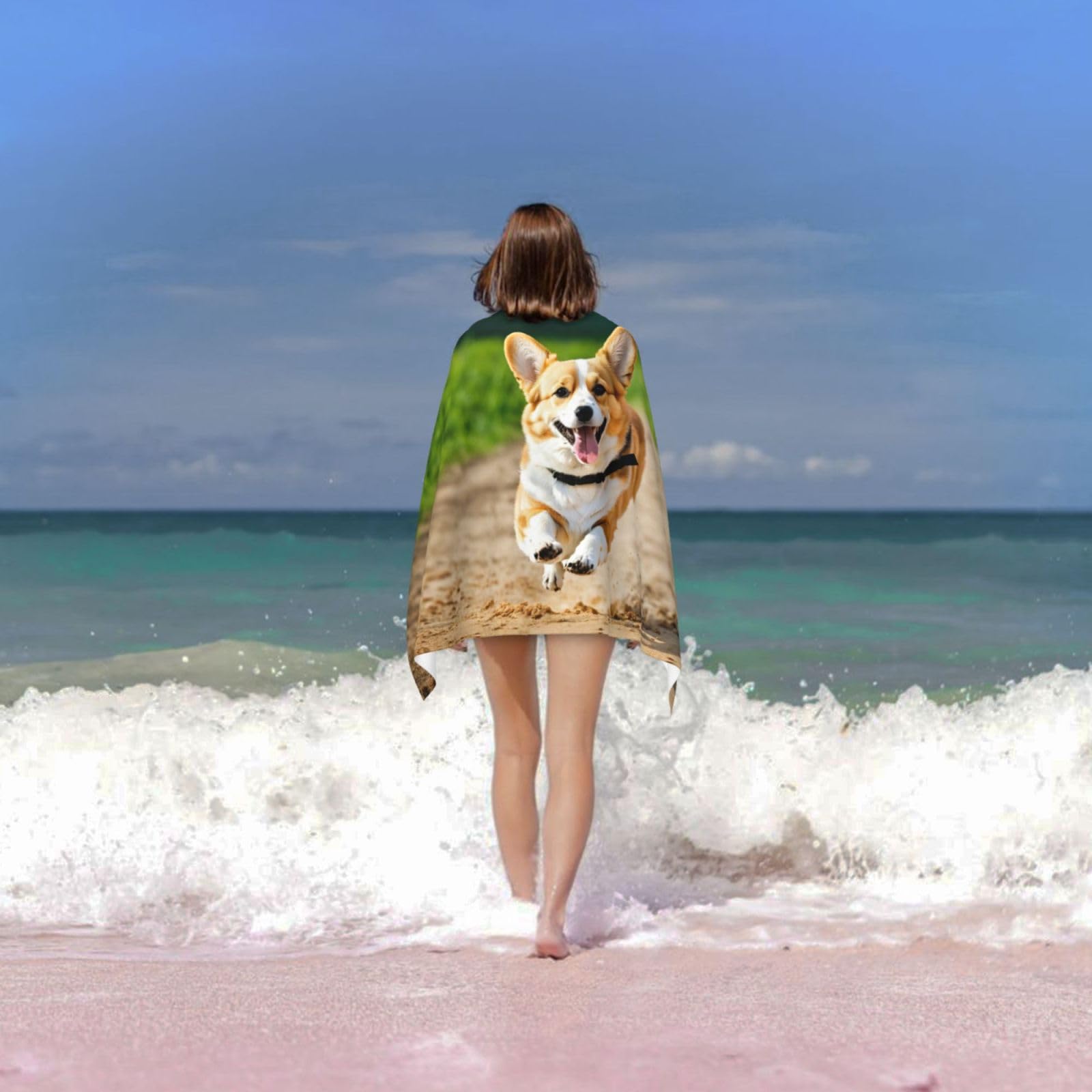 Uroczy nadruk corgi dorośli ponadwymiarowe ręczniki kąpielowe plażowe szybkoschnące miękkie lekkie prezent podróżny