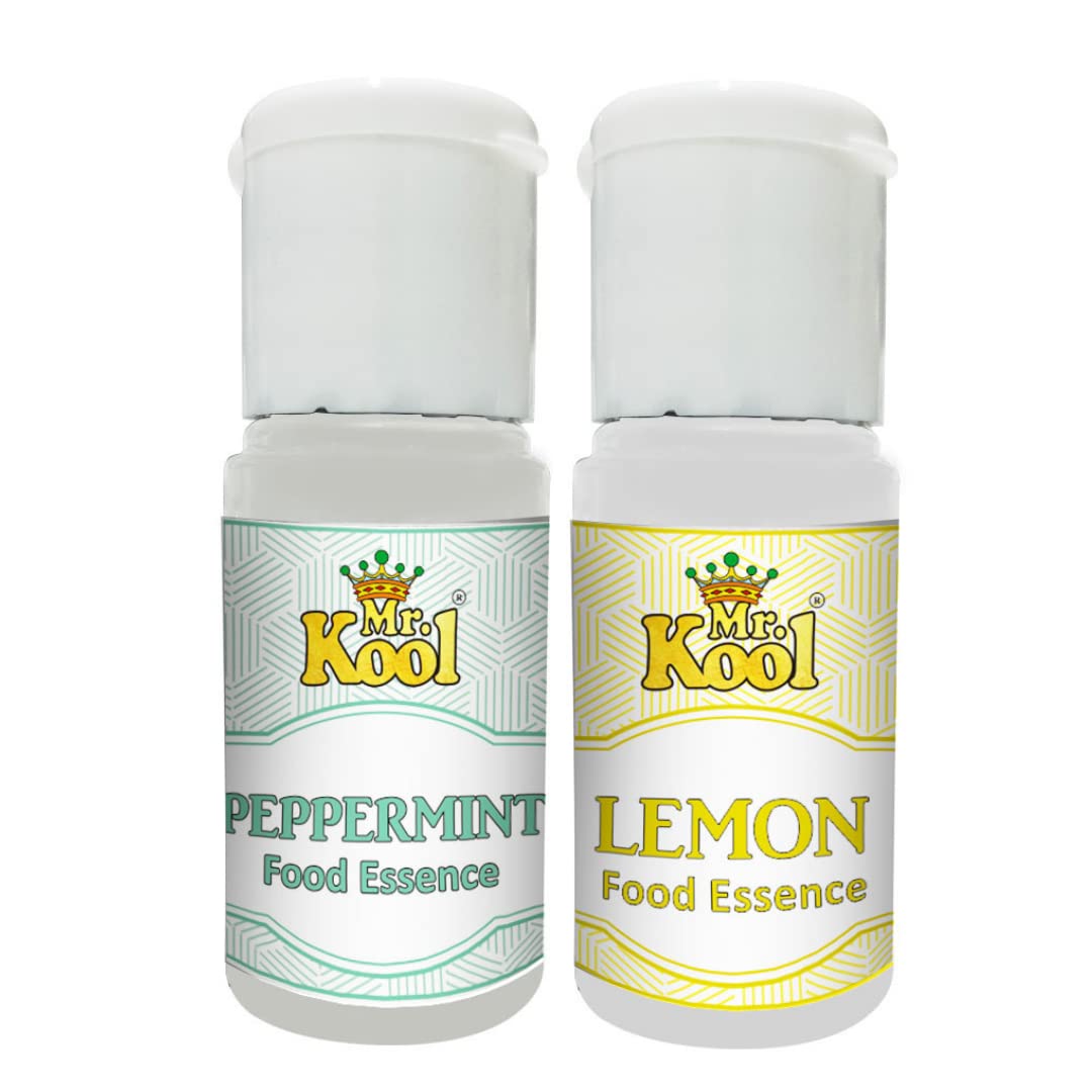 Food Essence Peppermint & Lemon 20ml (Pack of 2) | Ideal for Baking, Desserts, Ice Creams, Beverages & More | Natural Flavoring for Rich & Aromatic Taste