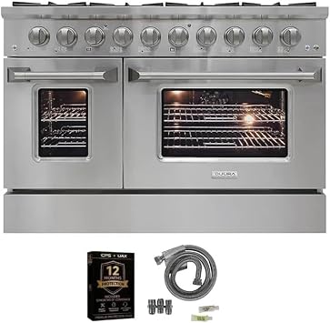 DE480GRSKIT1 48 inch Gas Range with Double Porcelain Convection Oven 6.7 Cu Ft Capacity 8 Sealed Burners S