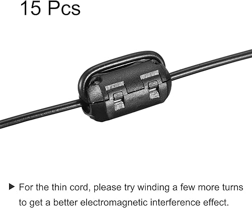 Miniatura 3 de MECCANIXITY Clips de cable de núcleos de ferrita de 0.354 in RFI EMI filtro de supresión de ruido para transmisión de potencia, cable de audio y