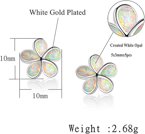 Miniatura 4 de CiNily - Aretes con forma de flor chapados en oro con ópalo hipoalergénicos, aretes colgantes con gota de flores, regalo de joyería para mujeres y