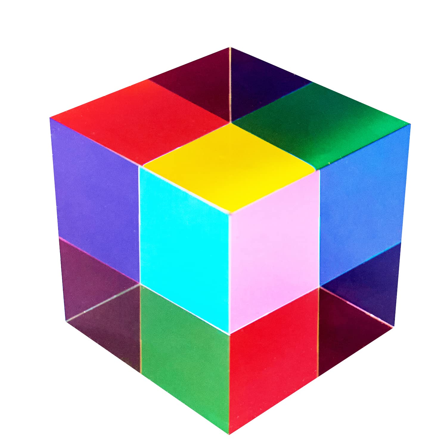 CMYCUBECMY Color Cube, 2.36 inch (60mm) Acrylic Multi-Color Cube Prism for Physics Education, Desktop Decoration Scientific Toys,Gifts for Kids，Fidget Toys